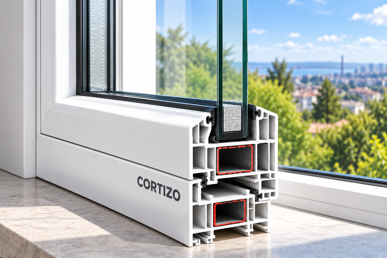 Janela com vidrotriplo com corte termico marca cortizo